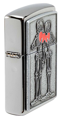 Зажигалка ZIPPO Couple Love с покрытием Brushed Chrome, латунь/сталь, серебристая, 36x13x57 мм