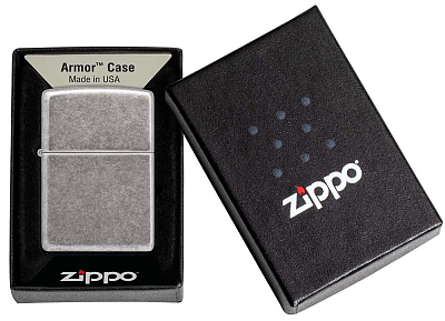 Зажигалка ZIPPO Armor® с покрытием Antique Silver, латунь/сталь, серебристая, 38x13x57 мм