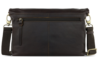 Сумка через плечо KLONDIKE RUSH «Jessica», натуральная кожа в темно-коричневом цвете 30х20/33х4,5 см