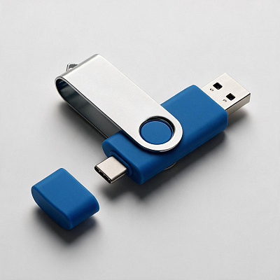 USB3.0/USB Type-C флешка на 16 Гб Квебек C (Синий)