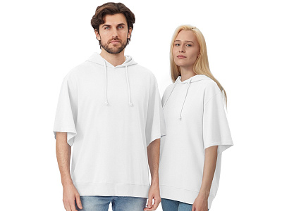 Худи оверсайз с коротким рукавом Warsaw унисекс (Белый)