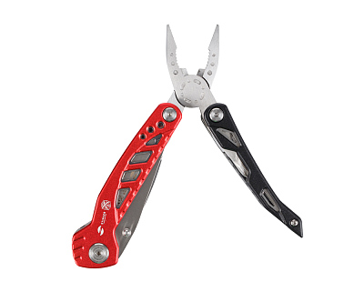 Мультитул Stinger, 107x37 мм, 11 функций, сталь/алюминий, красно-чёрный, в нейлоновом чехле