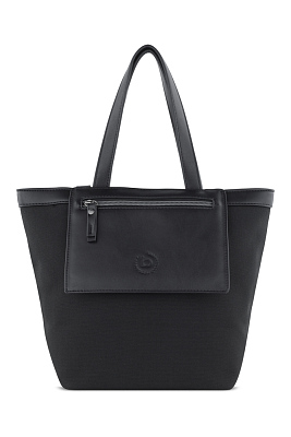 Сумка-тоут женская маленькая BUGATTI Elena, черная, канвас, полиуретан, 33 x 15,5 x 24 см