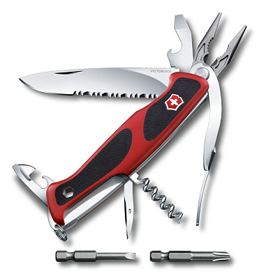 Нож перочинный VICTORINOX RangerGrip 174 Handyman 130 мм 17 фнк с фиксатором красный с чёрным