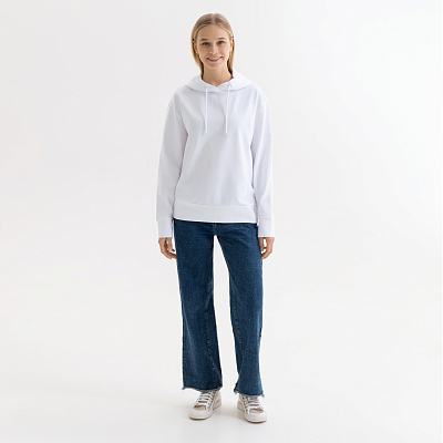 Худи с капюшоном, унисекс  ALEX белый, размер S