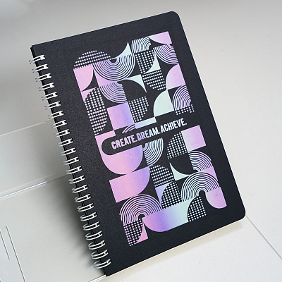 Блокнот на двойной пружине HELIX, 143 х 205 мм, черный с голубым, блок в линейку