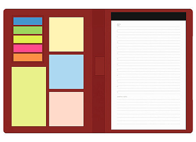 Блокнот А5 Tasmania, в твердой обложке со стикерами в линейку, красный