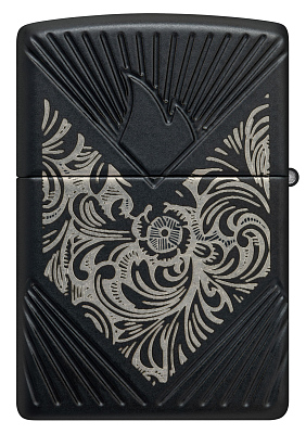 Зажигалка ZIPPO Armor® с покрытием Black Matte, латунь/сталь, чёрная, матовая, 38x13x57 мм