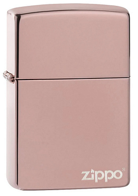 Зажигалка ZIPPO Logo с покрытием High Polish Rose Gold, латунь/сталь, розовое золото, 38x13x57 мм