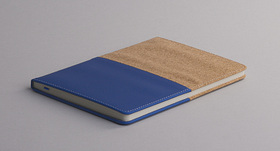 Блокнот "Фьюджи" уценка, формат А5, покрытие soft touch+пробка, синий