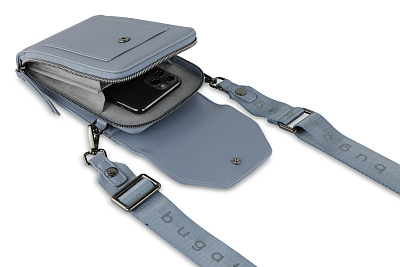 Сумка наплечная BUGATTI Almata, голубая, полиуретан, 11х4х19 см