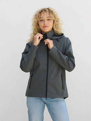 Куртка софтшелл с капюшоном женская Race Women, черная