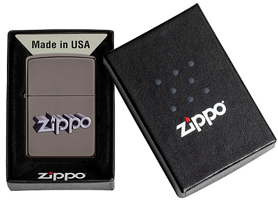 Зажигалка ZIPPO Zippo Design с покрытием Black Ice®, латунь/сталь, чёрная, глянцевая, 38x13x57 мм
