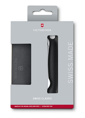 Набор VICTORINOX Swiss Classic: складной нож для овощей и разделочная доска, чёрная рукоять (Черный)