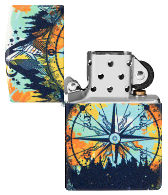 Зажигалка ZIPPO Compass с покрытием Glow In The Dark Green, латунь/сталь, разноцветная, 38x13x57 мм