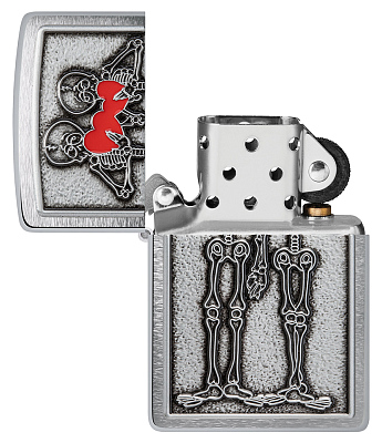 Зажигалка ZIPPO Couple Love с покрытием Brushed Chrome, латунь/сталь, серебристая, 36x13x57 мм