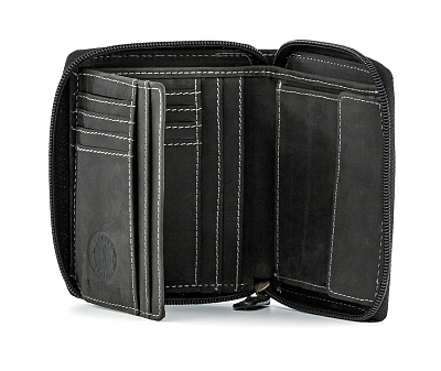 Бумажник KLONDIKE NUGGET «Riley», натуральная кожа в черном цвете, 12 х 10,5 х 2,5 см