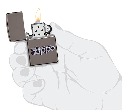 Зажигалка ZIPPO Zippo Design с покрытием Black Ice®, латунь/сталь, чёрная, глянцевая, 38x13x57 мм