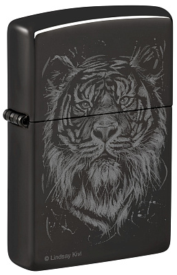 Зажигалка ZIPPO Big Cat с покрытием High Polish Black, латунь/сталь, черная, глянцевая, 38x13x57 мм (Черный)