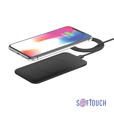 Настольное беспроводное зарядное устройство "Slim SOFTTOUCH", черный