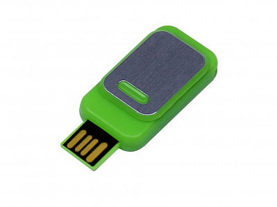 USB 2.0- флешка промо на 16 Гб прямоугольной формы, выдвижной механизм (Зеленый)