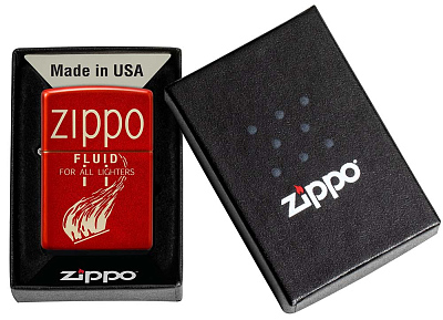 Зажигалка ZIPPO Retro с покрытием Metallic Red, латунь/сталь, красная, 38x13x57 мм