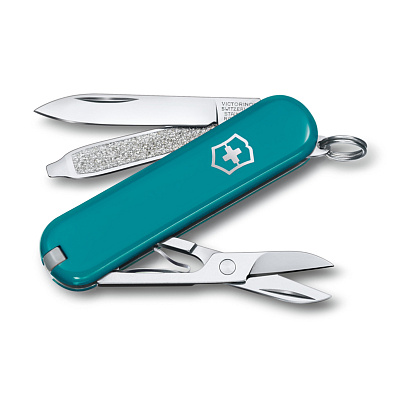 Нож-брелок VICTORINOX Classic SD Colors "Mountain Lake", 58 мм, 7 функций, тёмно-бирюзовый (Голубой)