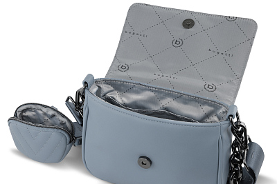 Сумка наплечная женская BUGATTI Sira, голубая, полиуретан, 21х6х16 см