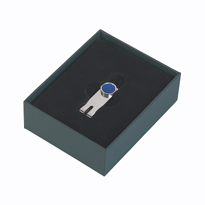 Зажим для денег, вставка перламутр, синий с серебром