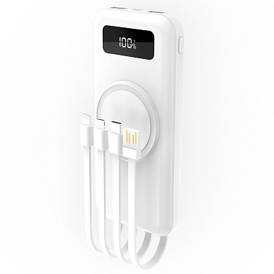 Внешний аккумулятор Authority с беспроводной зарядкой (5W), 10000 mAh, белый