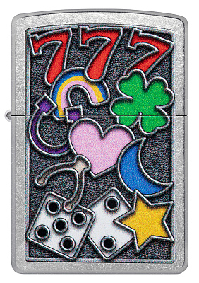 Зажигалка ZIPPO All Luck с покрытием Street Chrome, латунь/сталь, серебристая, 38x13x57 мм