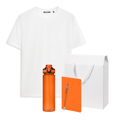 Набор с одеждой KRIS (футболка, бутылка, блокнот, ручка), оранжевый, M (Оранжевый, белый)