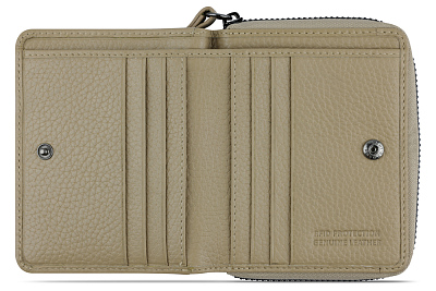 Кошелёк женский BUGATTI Elsa, с защитой RFID, песочного цвета, воловья кожа/полиэстер, 11х2,5х9 см