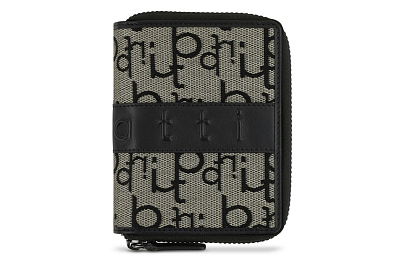 Кошелек женский BUGATTI Elea, бежево-черный цвет, жаккард/воловья кожа/полиэстер, 10х2,5х12 см