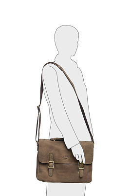 Сумка KLONDIKE «Bill», натуральная кожа в коричневом цвете, 40 х 32 х 7 см