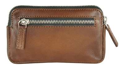 Ключница BUGATTI Domus, с RFID защитой, коньячный цвет, натуральная воловья кожа, 12х1,5х7 см