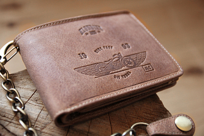 Бумажник KLONDIKE «Harry Bike», натуральная кожа в светло-коричневом цвете, 13 х 10 х 3 см