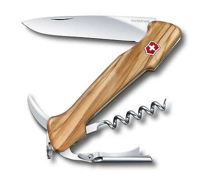 Нож перочинный VICTORINOX Wine Master, 130 мм, 6 функций, с фиксатором, рукоять из оливкового дерева (Коричневый)
