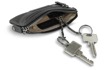 Ключница BUGATTI Elsa, чёрная, воловья кожа/полиэстер, 12,5х0,5х7 см