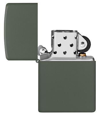 Зажигалка ZIPPO Classic с покрытием Green Matte, латунь/сталь, зелёная, матовая, 38x13x57 мм