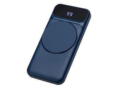Магнитный беспроводной внешний аккумулятор со встроенными кабелями Мэни, 10000 мАч (Тёмно-синий)