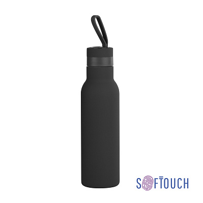 Бутылка для воды "Фитнес" 700 мл, покрытие soft touch, черный (Чёрный)