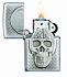 Зажигалка ZIPPO Skull Design с покрытием Brushed Chrome, латунь/сталь, серебристая, 38x13x57 мм - Фото 3