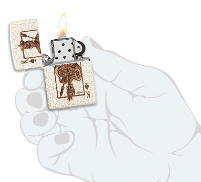 Зажигалка ZIPPO Rick Rietveld с покрытием Mercury Glass, латунь/сталь, белая, 38x13x57 мм