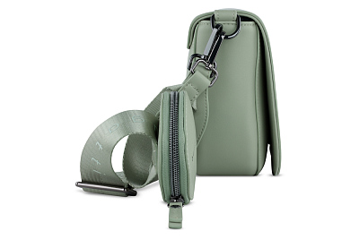 Сумка наплечная женская BUGATTI Almata, с кошельком, мятная, полиуретан, 27х6х18,5 см