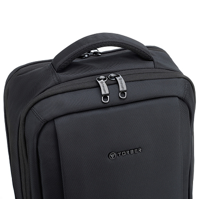 Рюкзак TORBER VOYAGE c отделением для ноутбука 17'', черный, полиэстер 900D, 31х17х44 см, 18 л