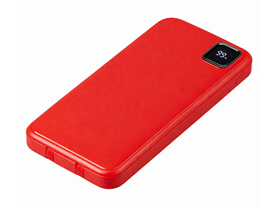 Внешний аккумулятор со встроенными кабелями Фрэйм, 10000 мАч (Красный)