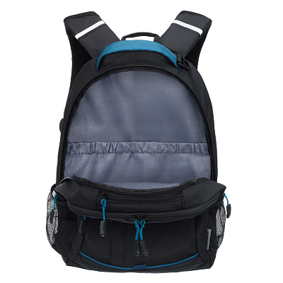 Рюкзак TORBER ROCKIT с отделением для ноутбука 15.6", чёрный/синий, нейлон, 32 х 14 х 50 см, 22л