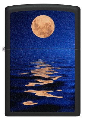Зажигалка ZIPPO Moon Sunset с покрытием Black Light, латунь/сталь, чёрная, матовая, 38x13x57 мм