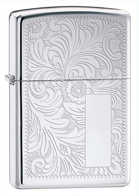 Зажигалка ZIPPO Venetian® с покрытием High Polish Chrome, латунь/сталь, серебристая, 38x13x57 мм (Серебристый)